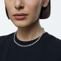 Ortyx Tennis necklace, Triangle cut, White, Rhodium plated by SWAROVSKI