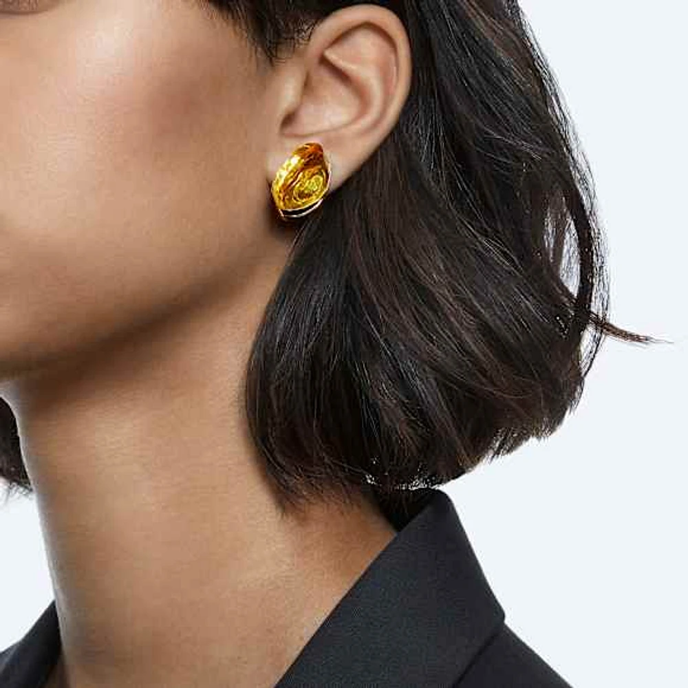 Lucent stud earring, Single, Yellow, Gold-tone plated by SWAROVSKI