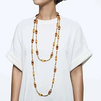 Somnia necklace, Extra long, Brown, Gold-tone plated by SWAROVSKI