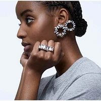 Millenia hoop earrings, Pear cut, White, Rhodium plated by SWAROVSKI