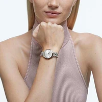 Attract watch, Swiss Made, Pavé, Crystal bracelet, Gold tone, Champagne gold-tone finish by SWAROVSKI