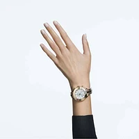 Octea lux sport watch, Swiss Made, Metal bracelet, Gold tone, Champagne gold-tone finish by SWAROVSKI