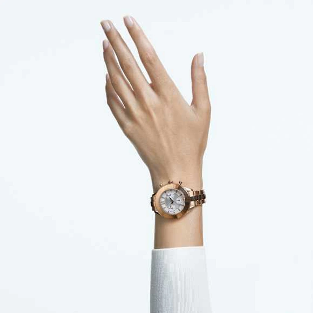 Octea lux sport watch, Swiss Made, Metal bracelet, Rose gold tone, Rose gold-tone finish by SWAROVSKI