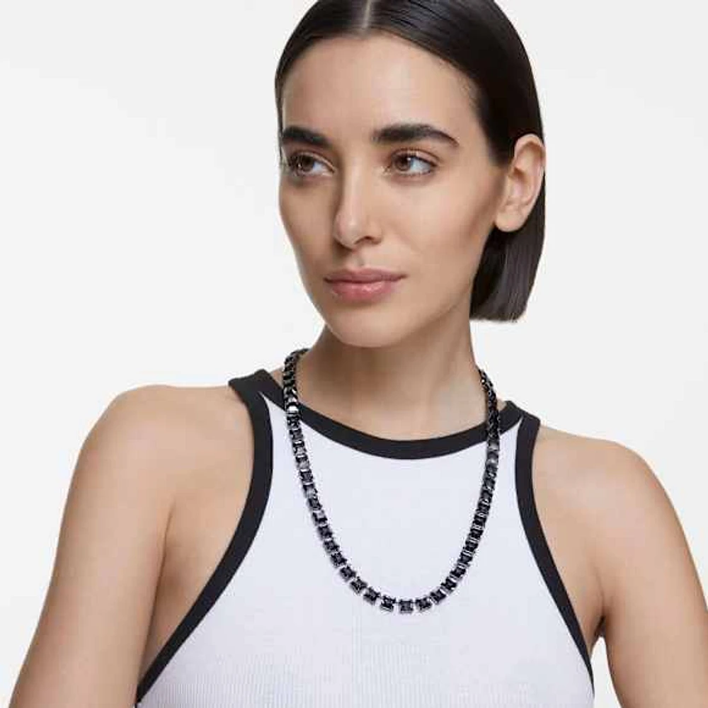 Millenia necklace, Square cut, Grey, Ruthenium plated by SWAROVSKI