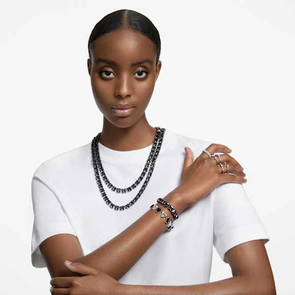 Millenia necklace, Square cut, Grey, Ruthenium plated by SWAROVSKI