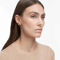 Numina drop earrings, Asymmetrical design, Mixed cuts, Green, Gold-tone plated by SWAROVSKI