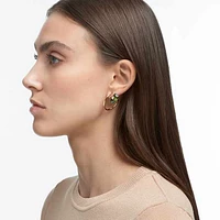 Numina drop earrings, Asymmetrical design, Mixed cuts, Green, Gold-tone plated by SWAROVSKI