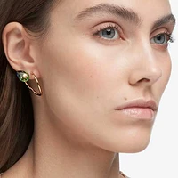 Numina drop earrings, Asymmetrical design, Mixed cuts, Green, Gold-tone plated by SWAROVSKI