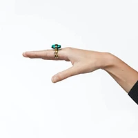 Lucent ring, Magnetic closure, Green, Gold-tone plated by SWAROVSKI