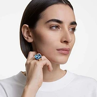 Numina ring, Square cut, Blue, Rhodium plated by SWAROVSKI