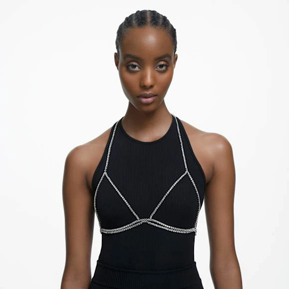 Millenia body chain, Round cut, White, Rhodium plated by SWAROVSKI