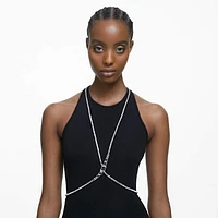 Millenia body chain, Square cut, White, Rhodium plated by SWAROVSKI
