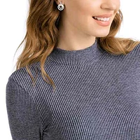 Circle hoop earrings, Round shape, White, Rhodium plated by SWAROVSKI