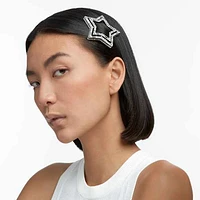 Hair clip, Set (3), Star, White, Rhodium plated by SWAROVSKI