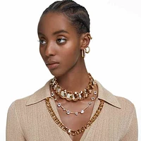 Dextera hoop earrings, Medium, White, Gold-tone plated by SWAROVSKI