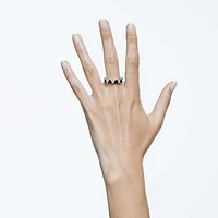 Ortyx cocktail ring, Triangle cut, Black, Rhodium plated by SWAROVSKI