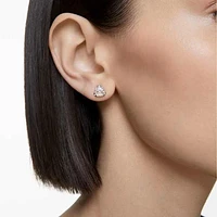 Millenia stud earrings, Trilliant cut, White, Rhodium plated by SWAROVSKI