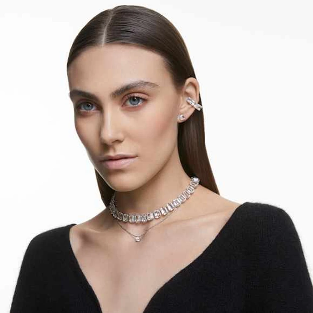 Millenia stud earrings, Trilliant cut, White, Rhodium plated by SWAROVSKI