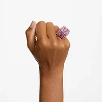 Curiosa cocktail ring, Square cut, Purple, Gold-tone plated by SWAROVSKI