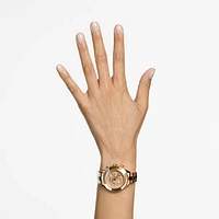 Octea lux sport watch, Swiss Made, Metal bracelet, Brown, Gold-tone finish by SWAROVSKI