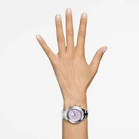 Octea lux sport watch, Swiss Made, Metal bracelet, Purple, Stainless steel by SWAROVSKI