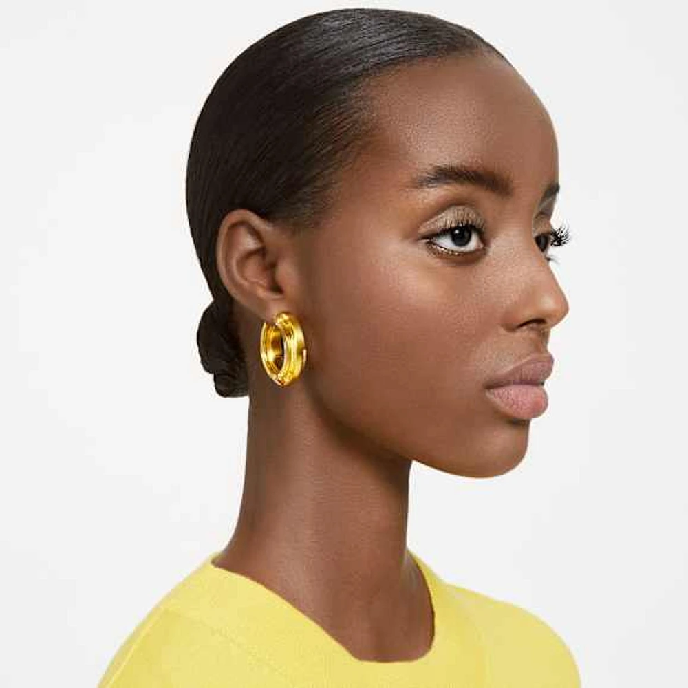 Lucent hoop earrings, Statement, Round shape, Yellow by SWAROVSKI