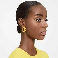 Lucent hoop earrings, Statement, Round shape, Yellow by SWAROVSKI