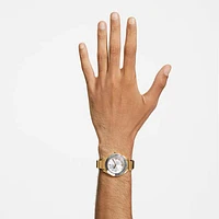 Dextera 3-hand watch, 37mm, Swiss Made, Metal bracelet, Gold tone, Gold-tone finish by SWAROVSKI