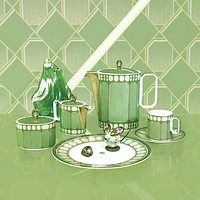 Signum coffee cup with saucer, Porcelain, Green by SWAROVSKI