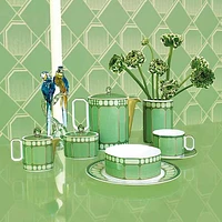 Signum cup with saucer, Porcelain, Green by SWAROVSKI