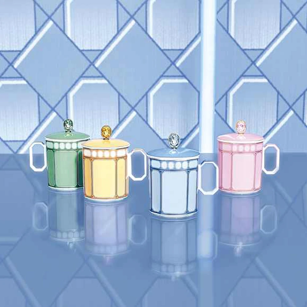 Signum mug with lid, Porcelain, Blue by SWAROVSKI