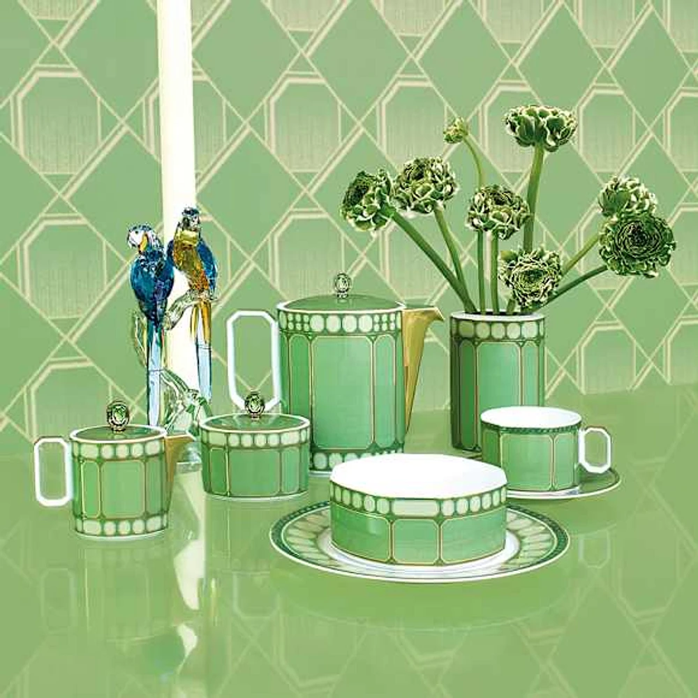 Signum vase, Porcelain, Medium, Green by SWAROVSKI