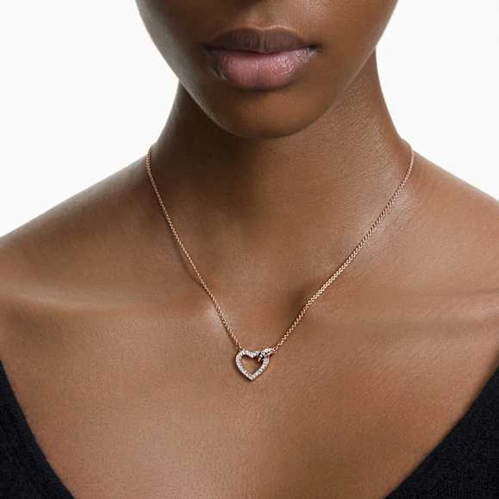 Lovely necklace, Heart, White, Rose gold-tone plated by SWAROVSKI