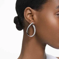 Exist hoop earrings, Medium, White, Rhodium plated by SWAROVSKI