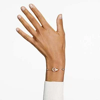 Hollow bracelet, Interlocking loop, White, Rose gold-tone plated by SWAROVSKI