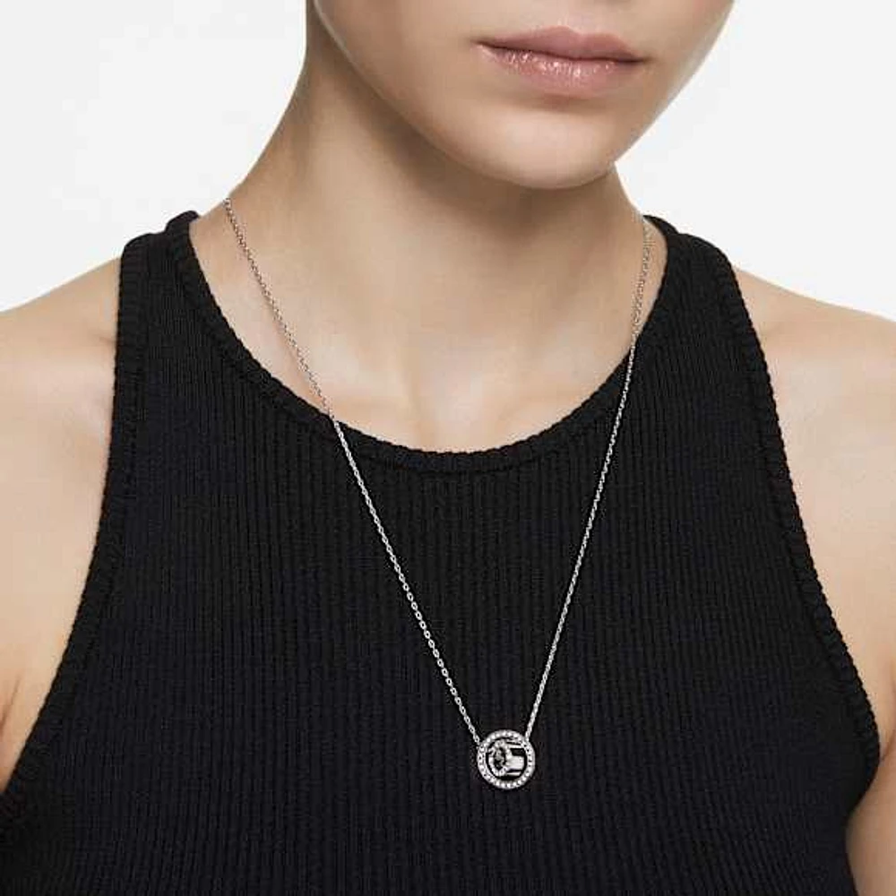 Hollow pendant, White, Rhodium plated by SWAROVSKI