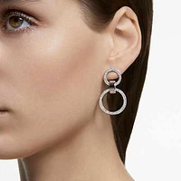 Hollow hoop earrings, White, Rhodium plated by SWAROVSKI