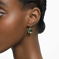 Millenia drop earrings, Square cut, Green, Gold-tone plated by SWAROVSKI