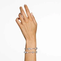 Constella double bangle, Round cut, White, Rhodium plated by SWAROVSKI