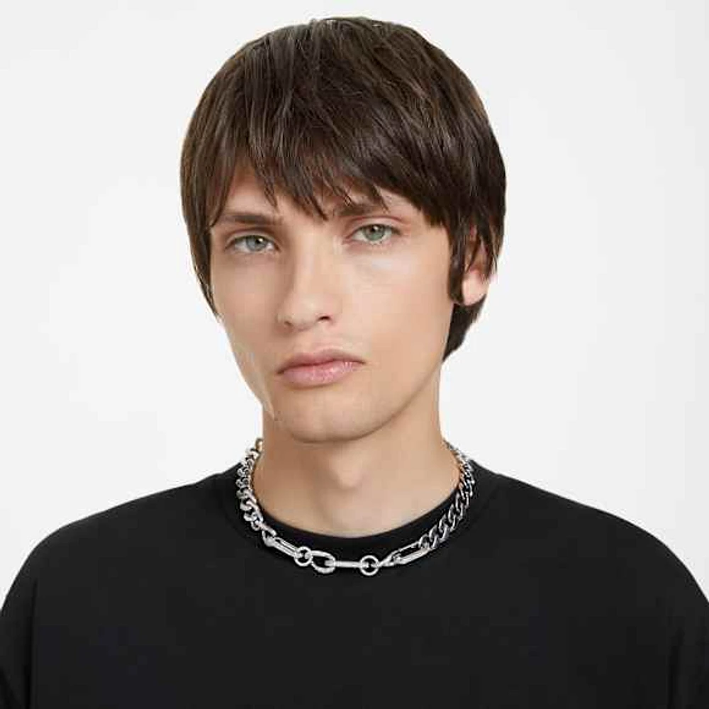 Dextera necklace, Statement, Mixed links, White, Rhodium plated by SWAROVSKI