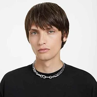 Dextera necklace, Statement, Mixed links, White, Rhodium plated by SWAROVSKI