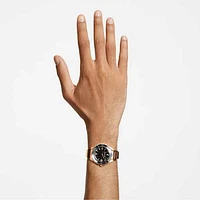 Dextera 3-hand watch, 37mm, Swiss Made, Metal bracelet, Black, Rose gold-tone finish by SWAROVSKI
