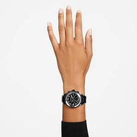 Watch, 39mm, Swiss Made, Metal bracelet, Black, Black finish by SWAROVSKI
