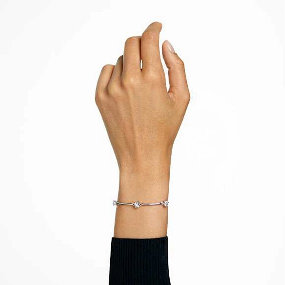 Constella bangle, Round cut, White, Rhodium plated by SWAROVSKI