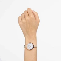 Crystalline delight watch, Swiss Made, Metal bracelet, Grey, Rose gold-tone finish by SWAROVSKI