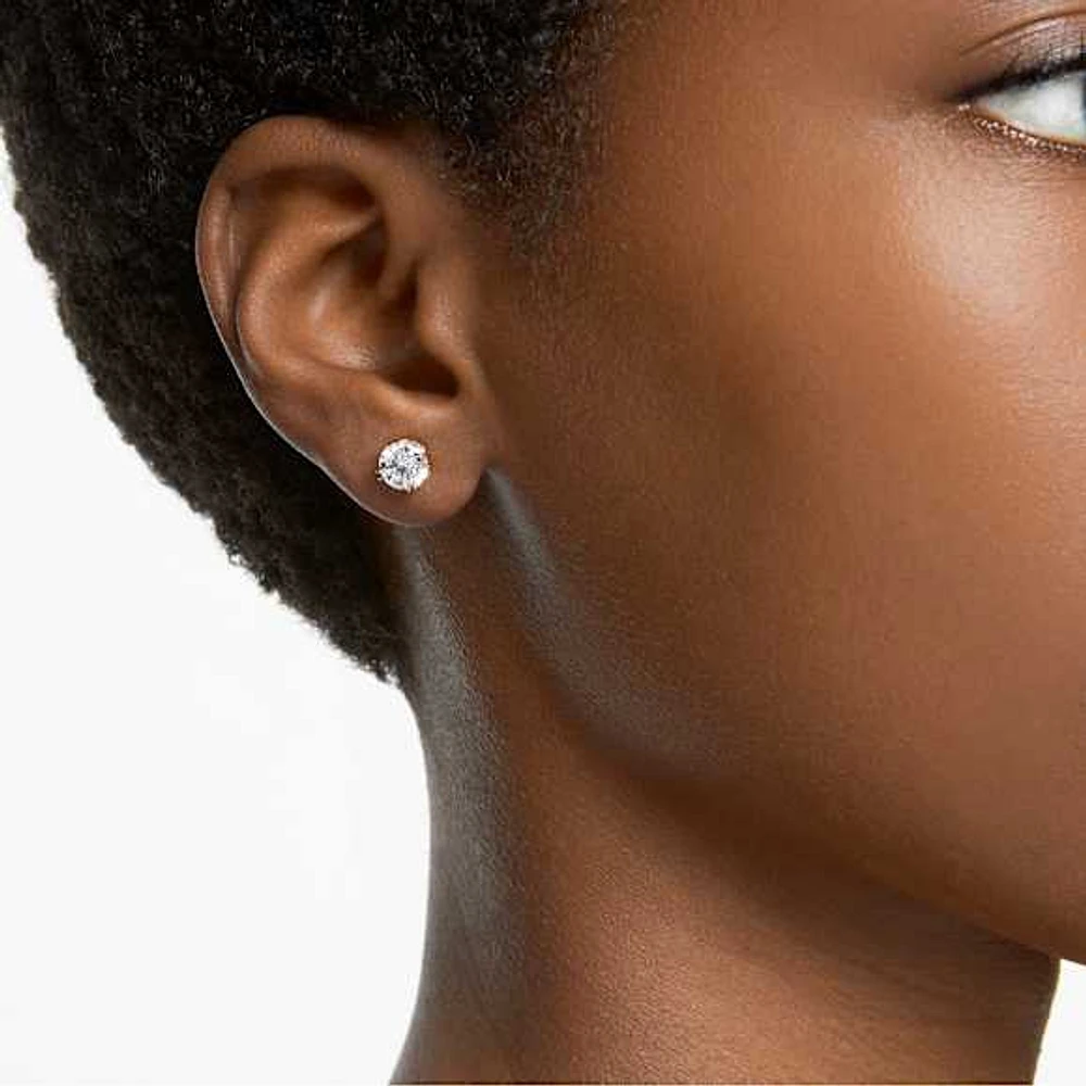 Constella stud earrings, Round cut, White