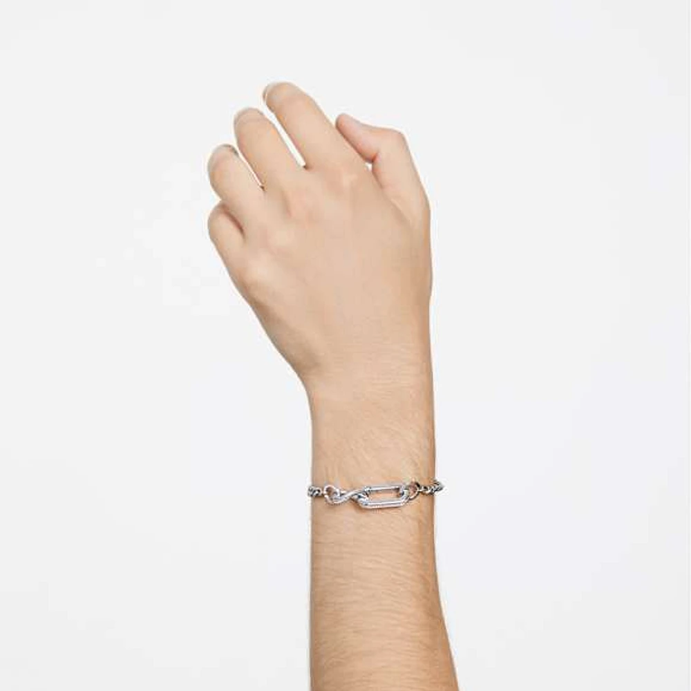 Dextera bracelet, Pavé, Mixed links, White