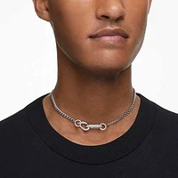 Dextera necklace, Pavé, Mixed links, White, Rhodium plated by SWAROVSKI