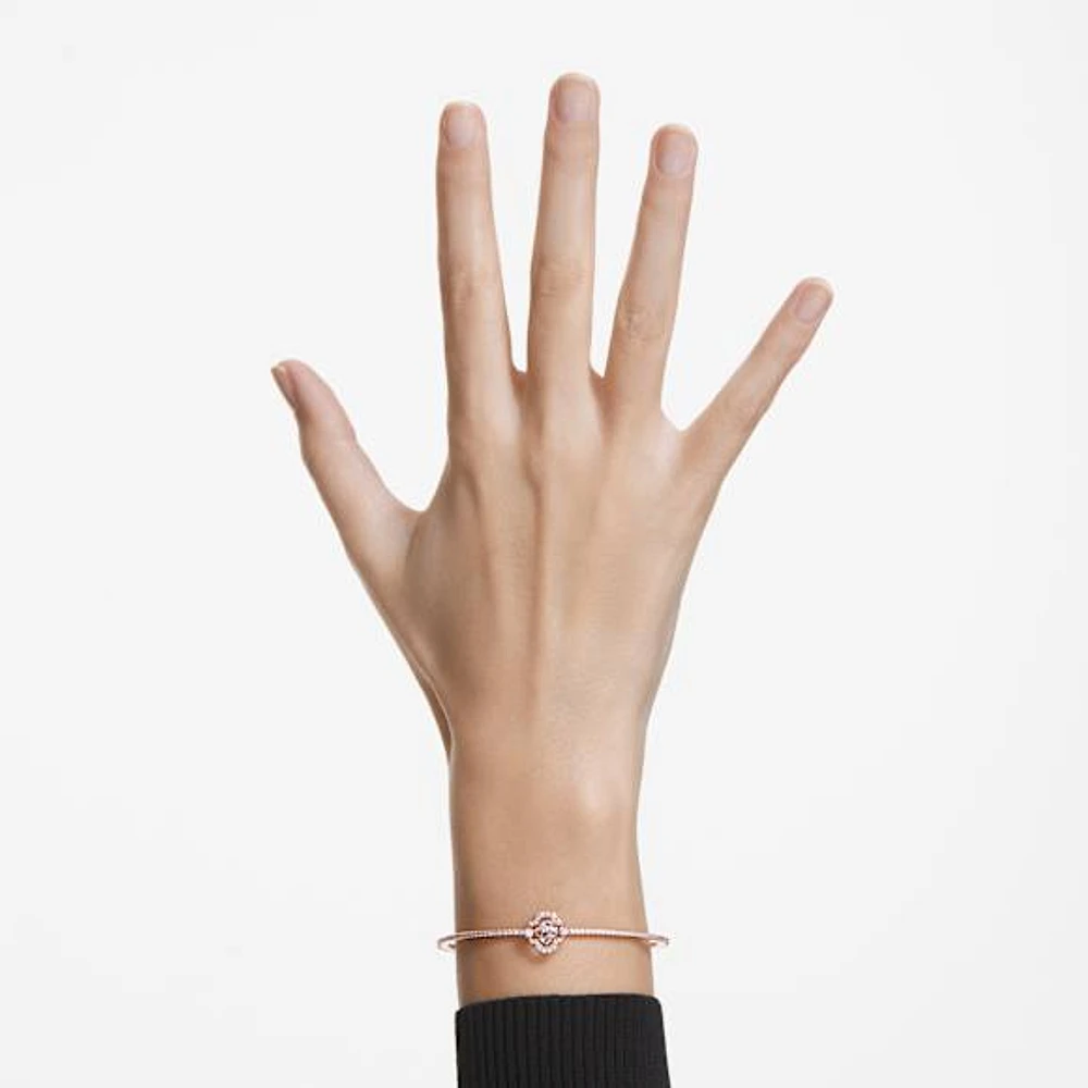 Una Angelic bangle, Clover, White, Rose gold-tone plated by SWAROVSKI