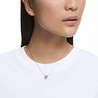 Una necklace, Clover, Blue, Rhodium plated by SWAROVSKI